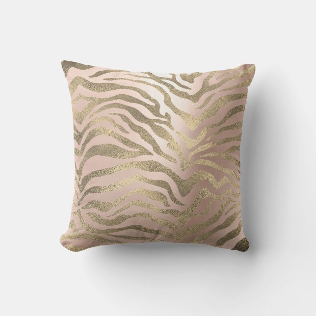 Safari African Sepia Rose Gold Zebra Kissen (Vorderseite)