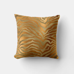 Safari African Steel Gold Glam Zebra Animal Skin Kissen