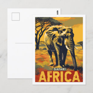 Safari Afrika Vintage Berühmter Reiseort Postkarte