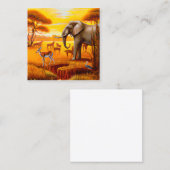 Safari, afrikanische Sonnenuntergänge und wild leb Quadratische Visitenkarte (Vorne/Hinten)