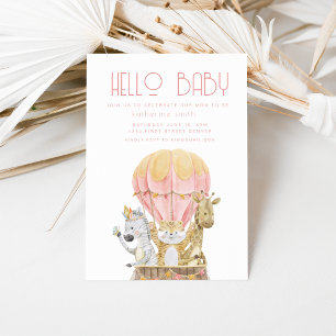 Safari Animal Air Ballon Baby Dusche Einladung