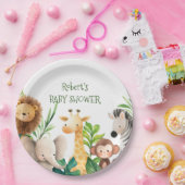 Safari Animal Aquarell Babydusche Pappteller (Party)