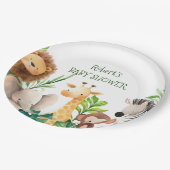 Safari Animal Aquarell Babydusche Pappteller (Schrägansicht)