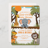 Safari Animal Baby Shower Einladungen - Wild (Vorne/Hinten)