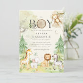 Safari Animal Baby Shower Invitation Einladung (Stehend Vorderseite)