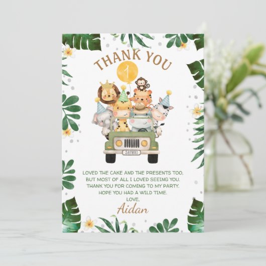Safari Animal Birthday Danke Karte (Stehend Vorderseite)
