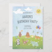 Safari Animal Birthday Einladung Grüne Birthda (Vorderseite)