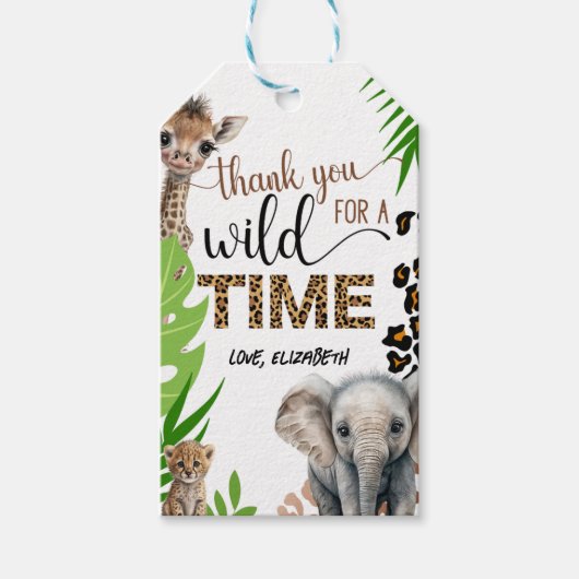 Safari Animal Birthday Leopard Print Party Geschenkanhänger (Vorderseite)