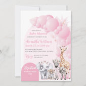 Safari Animal Blush Pink Boho Baby Girl Dusche Einladung (Vorderseite)