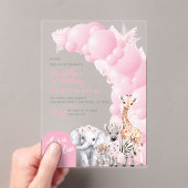 Safari Animal Blush Pink Wild Ein Mädchen Geburtst Acryleinladungen (Insitu (Handheld))