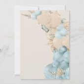 Safari Animal Boho Blue Balloon Babydusche Einladung (Rückseite)