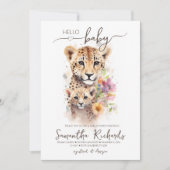 Safari Animal Cheetah Floral Mama Babydusche Einladung (Vorderseite)