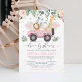 Safari Animal Drive Through Baby Shower Girl Einladung