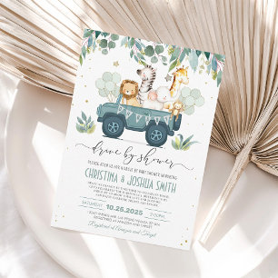 Safari Animal Drive Thru Baby Shower Einladung