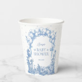 Safari Animal Dusty Blue Toile Baby Boy Dusche Pappbecher (Rückseite)