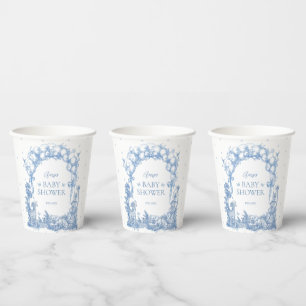 Safari Animal Dusty Blue Toile Baby Boy Dusche Pappbecher