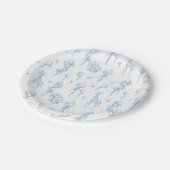 Safari Animal Dusty Blue Toile Baby Boy Dusche Pappteller (Schrägansicht)