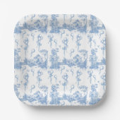 Safari Animal Dusty Blue Toile Baby Boy Dusche Pappteller (Vorderseite)