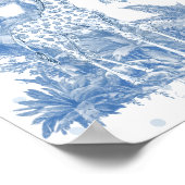 Safari Animal Dusty Blue Toile Baby Boy Dusche Poster (Ecke)