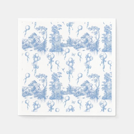 Safari Animal Dusty Blue Toile Baby Boy Dusche Serviette (Vorderseite)