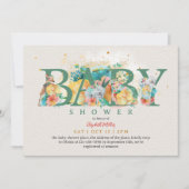 Safari Animal Elephant Giraffe Baby Girl Dusche Einladung (Vorderseite)