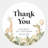 Safari Animal First Birthday Round Sticker Wild 1 (Vorderseite)