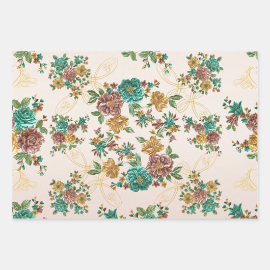 Safari Animal Floral Butterflys Print Geschenkpapier Set (Vorderseite)