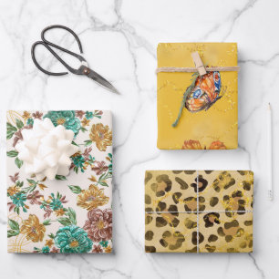 Safari Animal Floral Butterflys Print Geschenkpapier Set