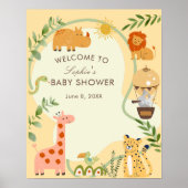 Safari Animal Friends Baby Dusche Begrüßungszeiche Poster (Vorne)