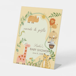 Safari Animal Friends Baby Shower Cards & Gift Sockelschild