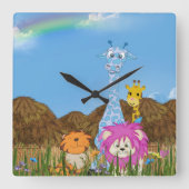 Safari Animal Fun Quadratische Wanduhr (Vorderseite)
