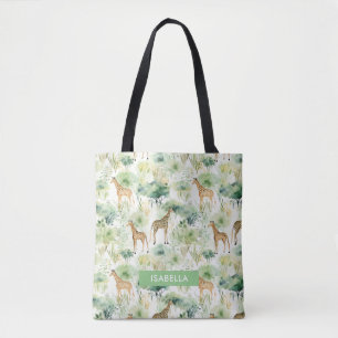 Safari Animal - Giraffe Muster Sage Green Tasche
