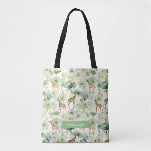 Safari Animal - Giraffe Muster Sage Green Tasche (Vorderseite)