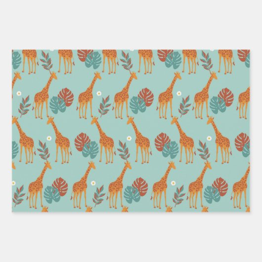Safari Animal, Giraffe Print Geschenkmuster, Giraf Geschenkpapier Set (Vorderseite 3)