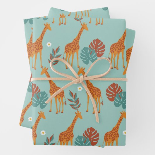 Safari Animal, Giraffe Print Geschenkmuster, Giraf Geschenkpapier Set (Beispiel)