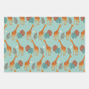 Safari Animal, Giraffe Print Geschenkmuster, Giraf Geschenkpapier Set