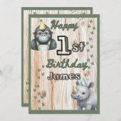 Safari Animal Gorilla Rhino Birthday (Vorne/Hinten)