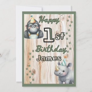 Safari Animal Gorilla Rhino Birthday