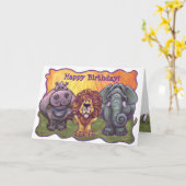 Safari Animal Happy Birthday Card Karte (Gelbe Blume)