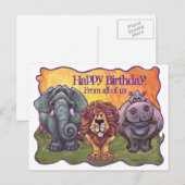 Safari Animal Happy Birthday Postcard Postkarte (Vorne/Hinten)