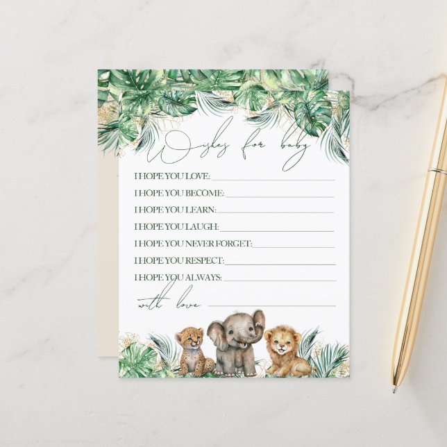 Safari Animal Jungle Green & Gold Baby Duschgame (Vorderseite/Rückseite Beispiel)