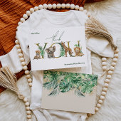 Safari Animal Jungle Green & Gold Junge Baby Dusch Dankeskarte