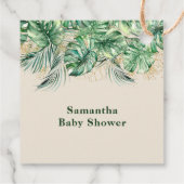 Safari Animal Jungle Green & Gold Junge Baby Dusch Geschenkanhänger (Rückseite)