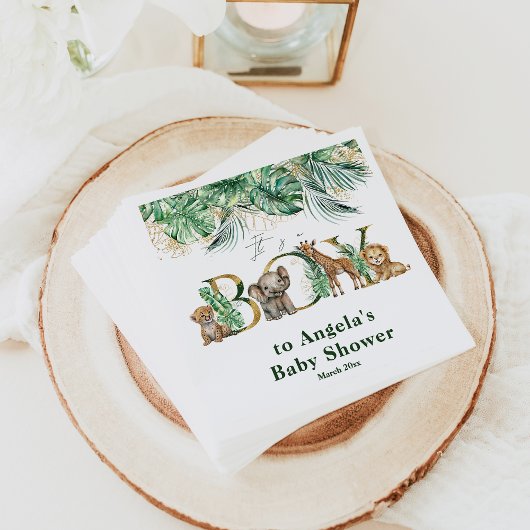 Safari Animal Jungle Green & Gold Junge Baby Dusch Serviette