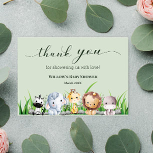 Safari Animal Jungle Green Junge Baby Dusche Dankeskarte
