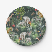 Safari Animal Jungle Greenerie Tropical Baby Dusch Pappteller (Vorderseite)