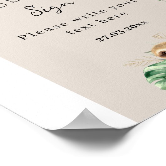 Safari Animal Jungle Modern Baby Dusche Custom Poster (Ecke)