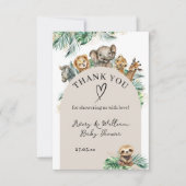 Safari Animal Jungle Modern Baby Dusche Dankeskarte (Vorderseite)