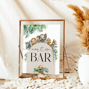 Safari Animal Jungle Modern Baby Dusche Momosa Bar Poster
