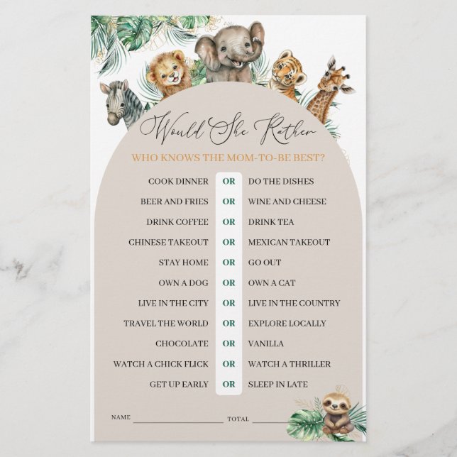 Safari Animal Jungle Modern würde sie eher spielen (Vorderseite)